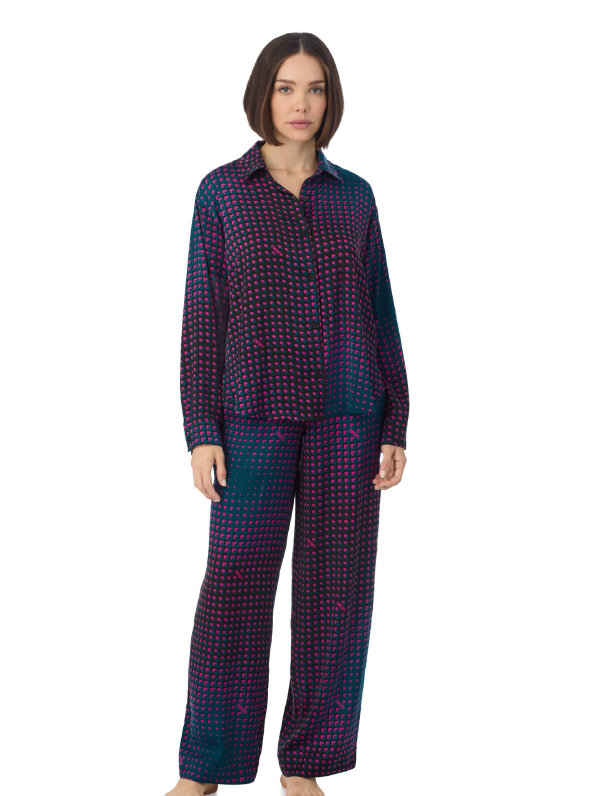 PIJAMA LONG NEGRO GEOMÉTRICO DKNY
